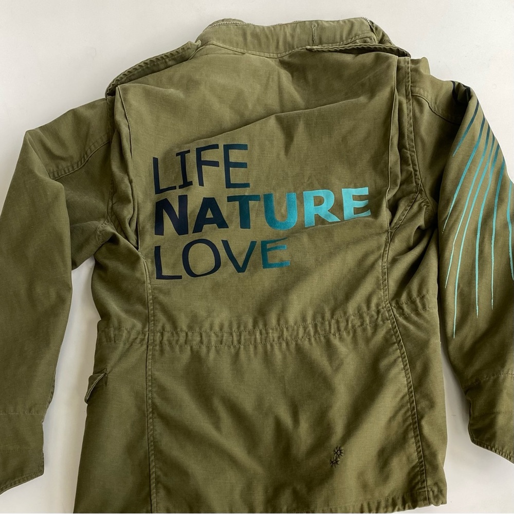 LIMITED EDITION Vintage FREE CITY Hand Screen Printed “Life Nature Love” Jacket